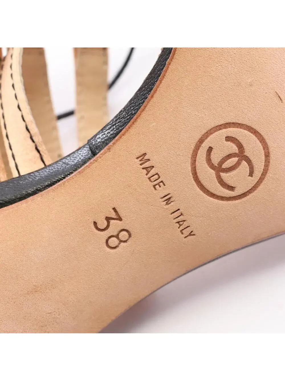 Chanel Lace Up Mule Heels Shoes #38 #360106C44B